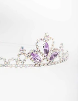 Kids Silver Lilac Diamante Tiara