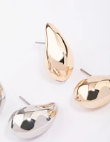 Gold & Silver Two-Toned Teardrop Earring Pack