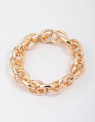 Gold Large Chain Stretch Bracelet