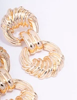 Gold Textured Knotted Drop Earrings