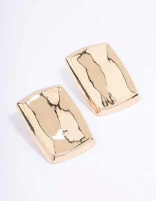 Gold Large Square Statement Stud Earrings