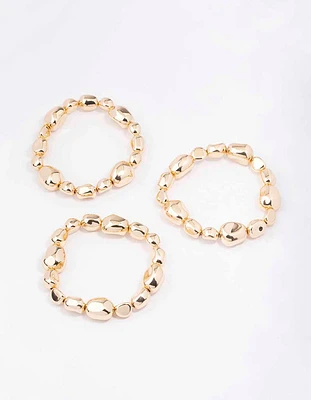 Gold Organic Oval Beaded Bracelet 3-Pack