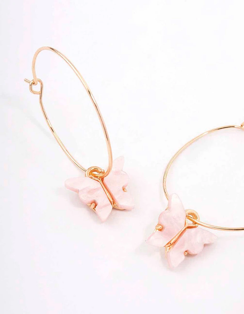 Gold Fine Butterfly Hoop Earrings