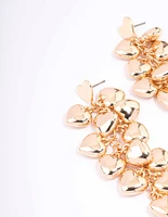 Gold Cascading Heart Drop Earrings