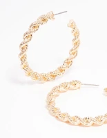 Gold Rope Twisted Hoop Earrings