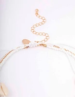 Gold Bead & Shell Layered Necklace