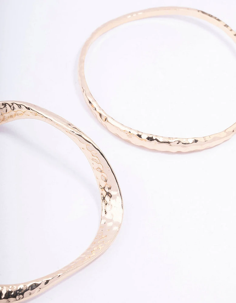 Gold Wavy Hammered Bangle Pack