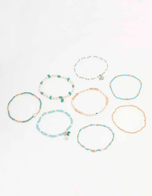 Gold Mixed Facet Pearly Beaded Bracelet Pack