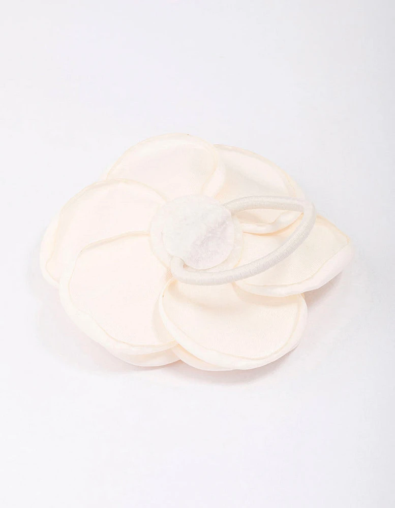 Cream Rosette Hair Tie