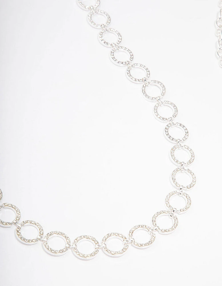 Silver Mini Open Diamante Circle Belt