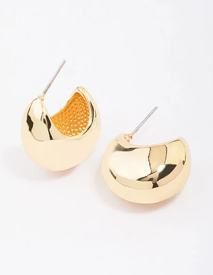 Gold Plated Brass Chunky Hoop Earrings