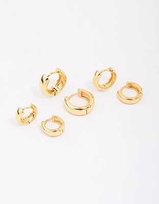 Gold Plated Graduating Hoop Earring 3-Pack