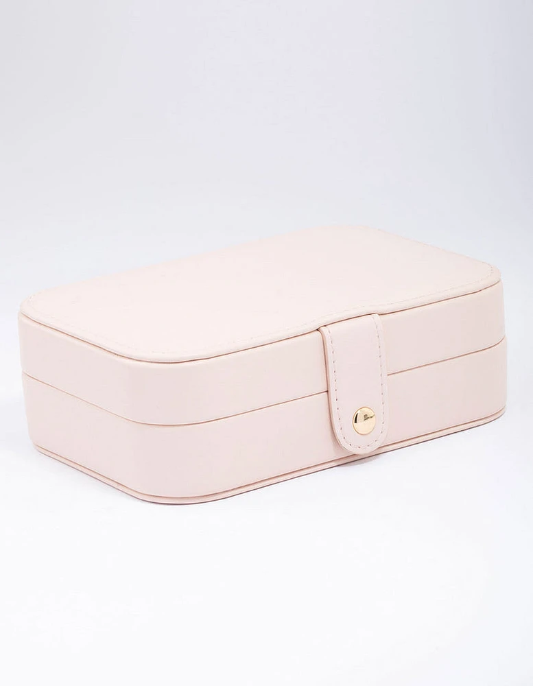 Blush Faux Leather Rectangular Jewellery Box