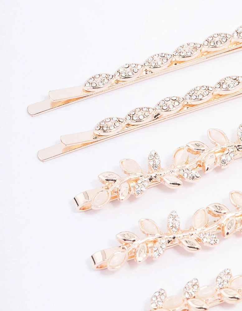 Rose Gold Diamante Vine Hair Clip 6-Pack