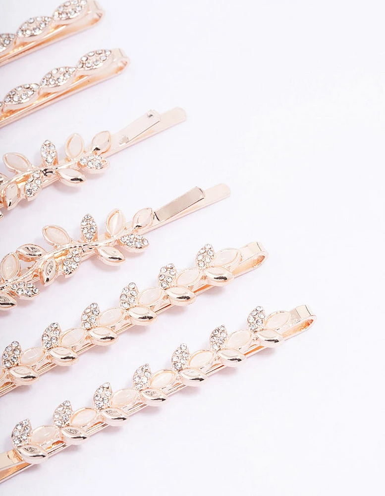 Rose Gold Diamante Vine Hair Clip 6-Pack