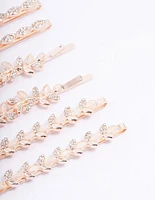 Rose Gold Diamante Vine Hair Clip 6-Pack