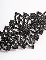 Black Ornate Diamante Hair Clip