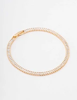 Gold Plated Brass Crystal Baguette Tennis Bracelet