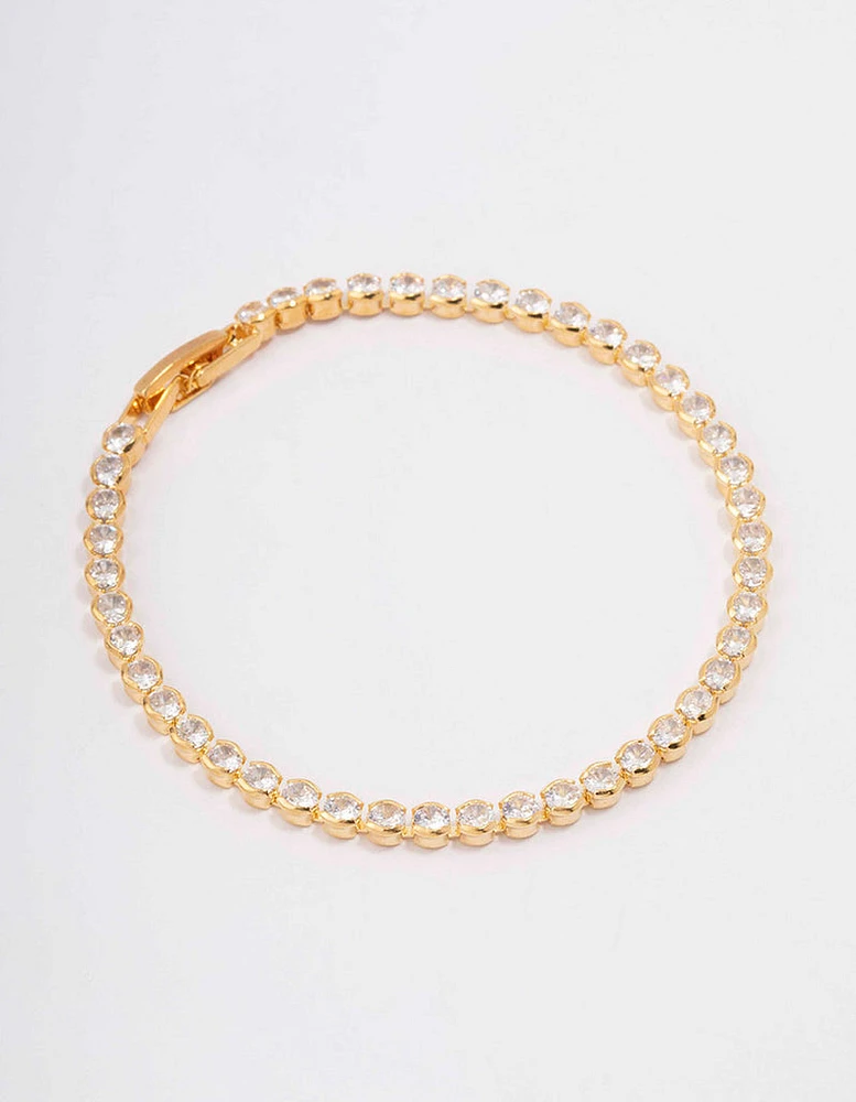 Gold Plated Single Classic Tennis Bracelet