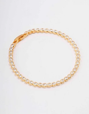 Gold Plated Single Classic Tennis Bracelet