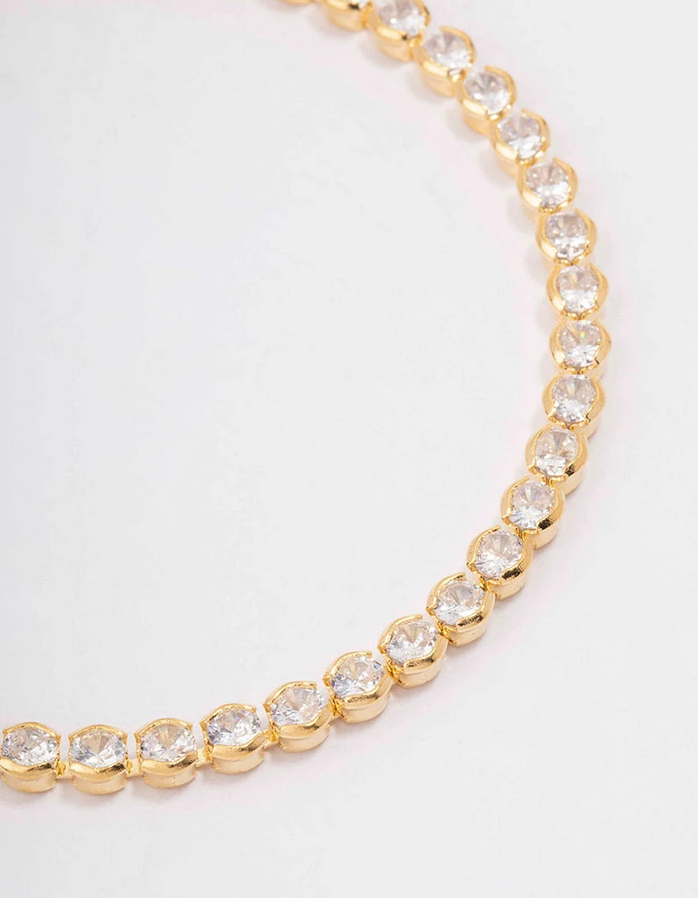 Gold Plated Single Classic Tennis Bracelet