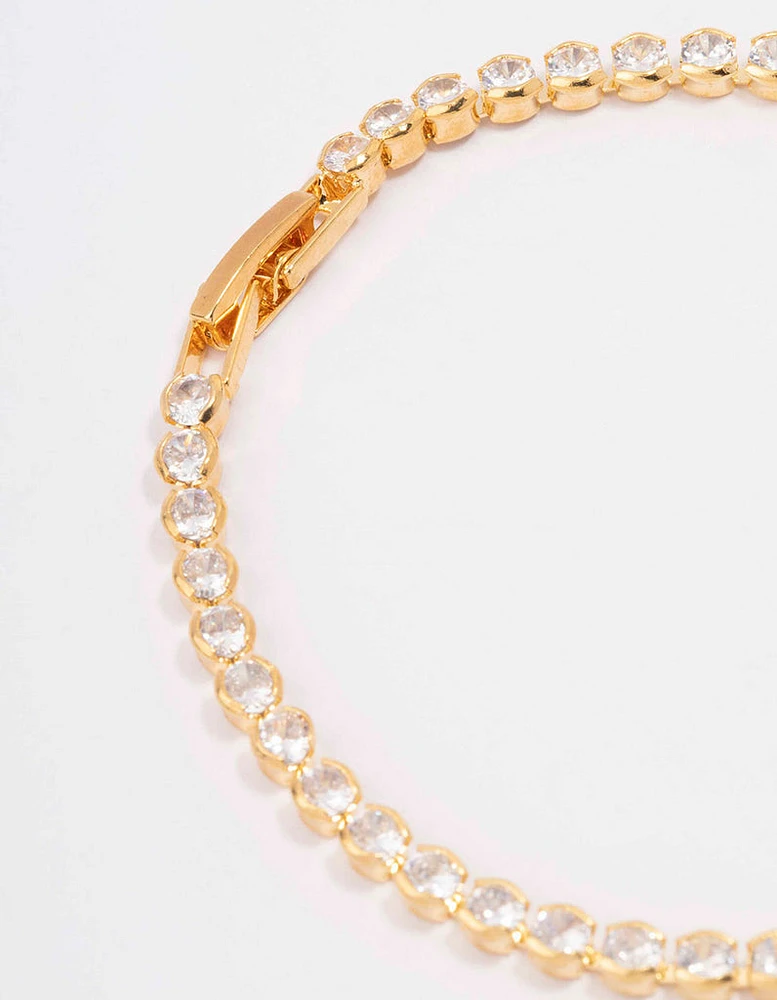 Gold Plated Single Classic Tennis Bracelet