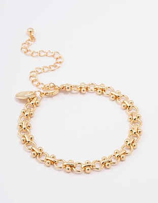 Gold Plated Brass Interlocking Chain Bracelet