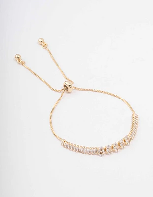 Gold Plated Brass Marquise Baguette Bracelet