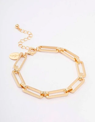 Gold Plated Rectangular Link Bracelet