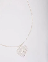 Silver Wrapped Heart Pendant Necklace