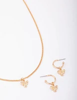 Gold Mini Bee Necklace & Earring Jewellery Set