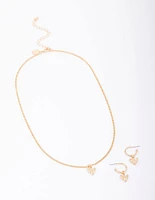 Gold Mini Bee Necklace & Earring Jewellery Set