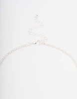 Silver Fine Ribbon Cubic Zirconia Lariat Necklace