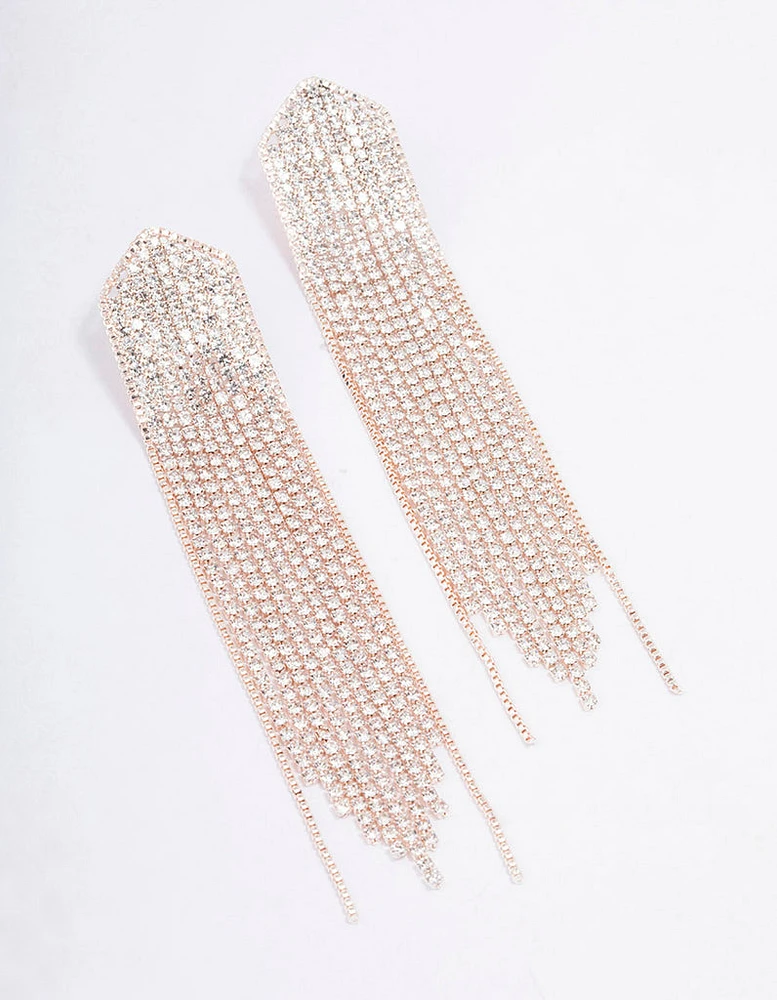 Rose Gold Cupchain Pointed Drop Earrings