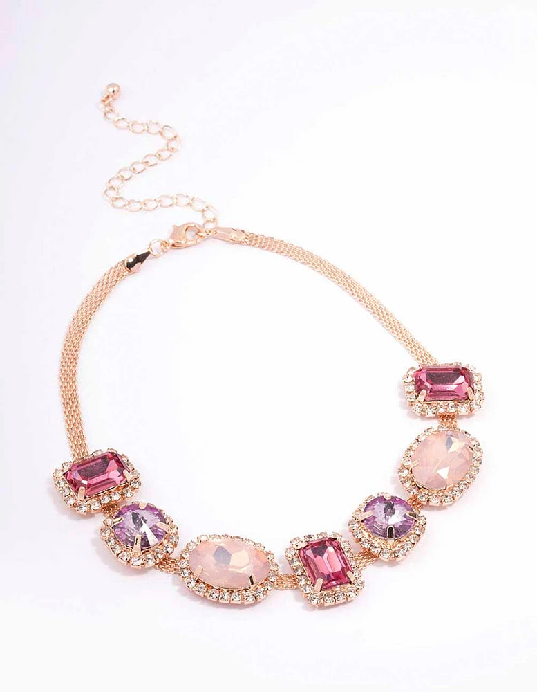 Rose Gold Pink & Purple Stone Choker