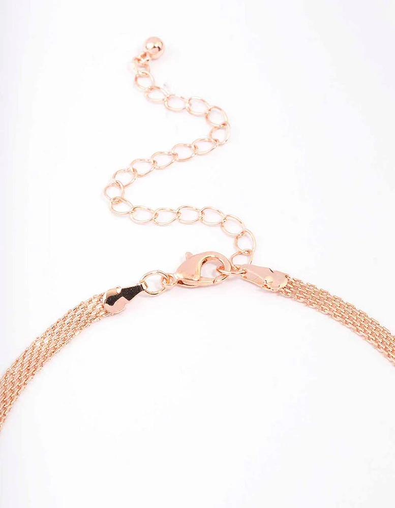 Rose Gold Large Round Stone Choker Necklace