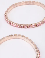 Rose Gold Diamante Stretch Bracelet 3-Pack
