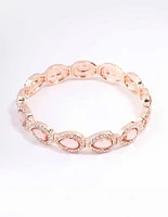 Rose Gold Marquise & Pink Diamante Stretch Bracelet