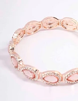 Rose Gold Marquise & Pink Diamante Stretch Bracelet