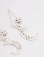 Sterling Silver Cubic Zirconia Drop Stud Earrings