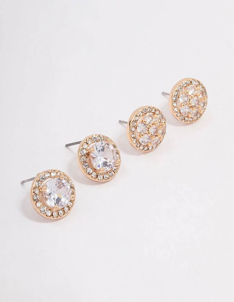 Gold Flower Halo Earring Pack