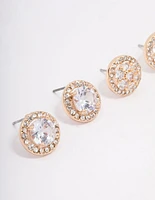 Gold Flower Halo Earring Pack