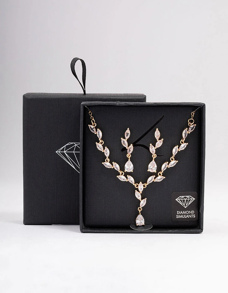 Gold Teardrop Vine Jewellery Set