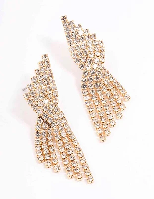 Gold Twisted Cupchain Drop Earrings