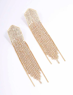 Gold Multi Chain Pointed Drop Earrings