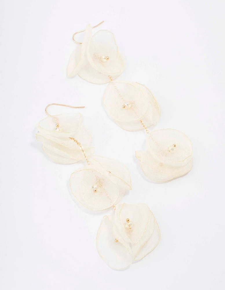 Gold & Cream Petal Drop Earrings