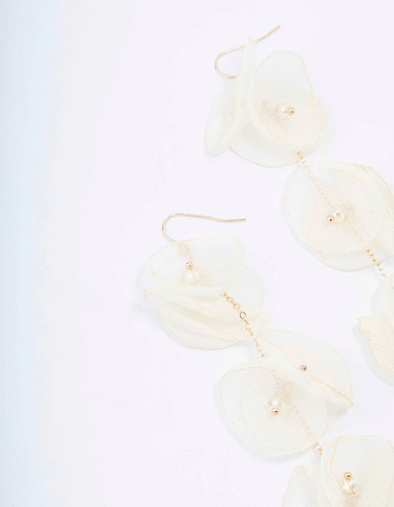 Gold & Cream Petal Drop Earrings