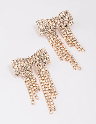 Gold Dazzling Bow Drop Earrings