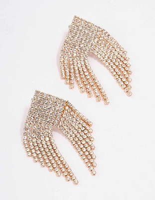 Gold Triangular Diamante Drop Earrings