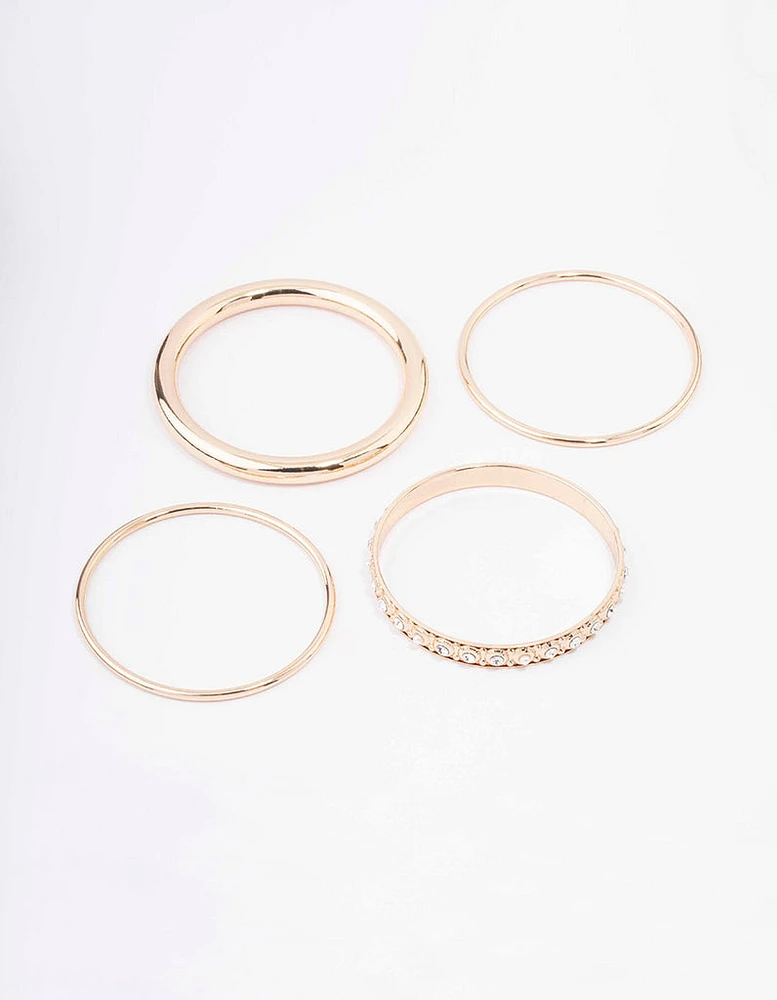 Gold Ornate Bangle 4-Pack